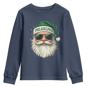 Christmas PFE Youth Sweatshirt Funny Retro Santa Philly Lovers TS10 Navy Print Your Wear