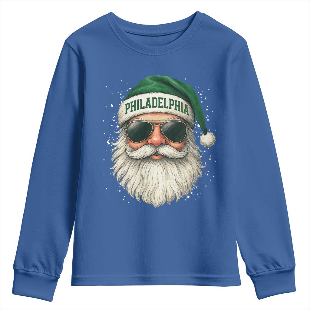 Christmas PFE Youth Sweatshirt Funny Retro Santa Philly Lovers TS10 Royal Blue Print Your Wear