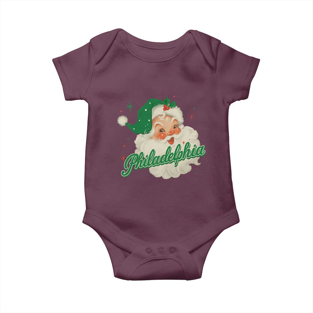 Christmas Philly Lover Baby Onesie Vintage Santa EF Football Fan TS10 Maroon Print Your Wear