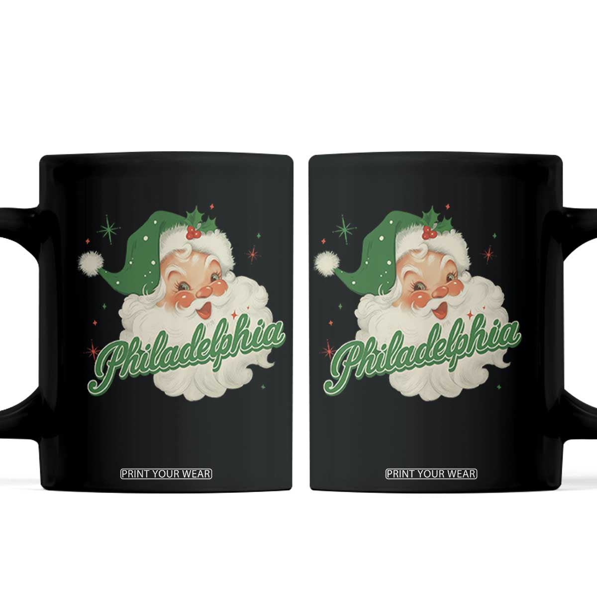 Christmas Philadelphia Football Coffee Mug Vintage Santa Philly Lovers TS10 Black Print Your Wear
