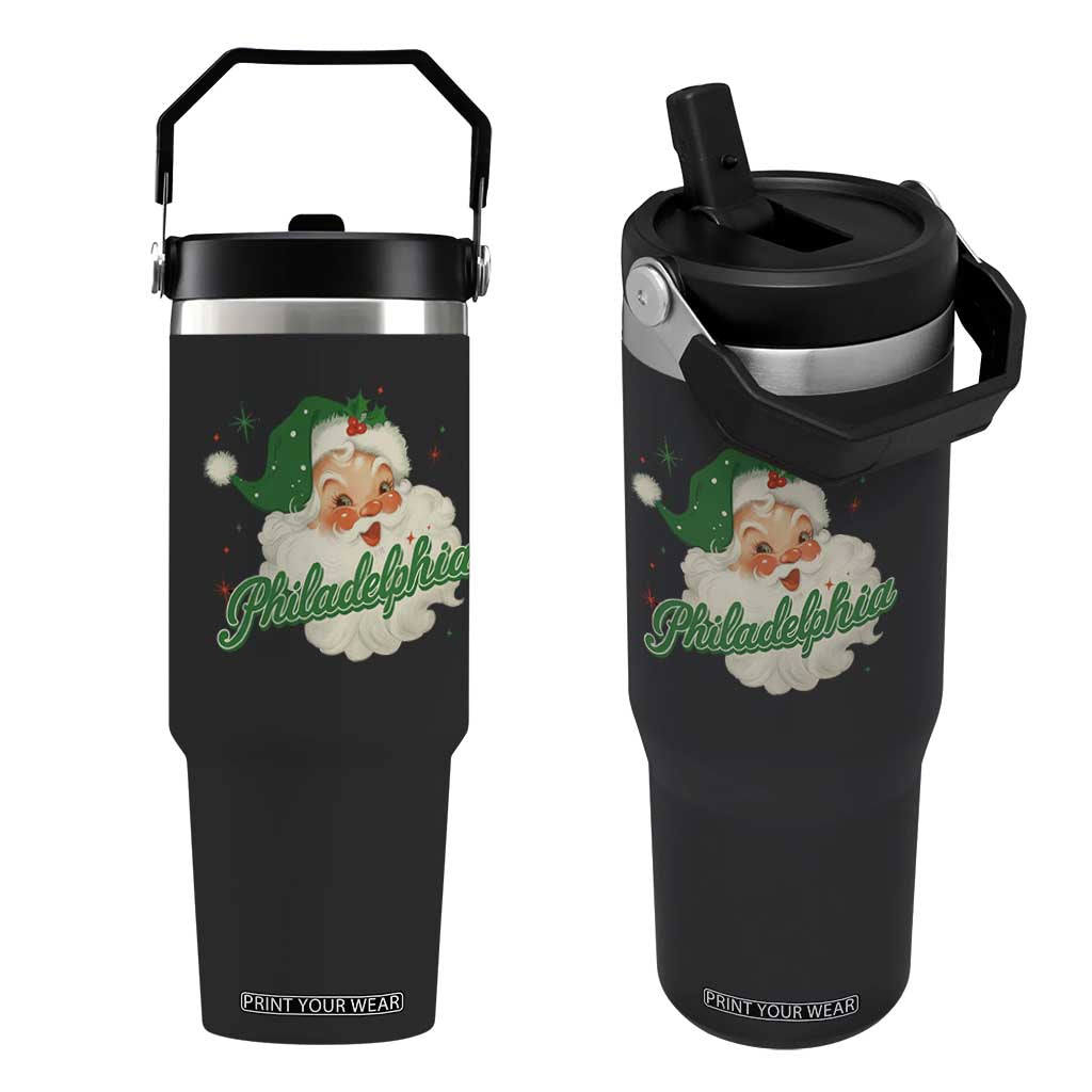 Christmas Philadelphia Football Flip Straw Tumbler Vintage Santa Philly Lovers TS10 One Size: 30 oz Black Print Your Wear