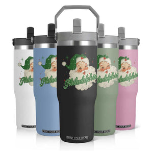 Christmas Philly Lover Flip Straw Tumbler Vintage Santa EF Football Fan TS10 Print Your Wear