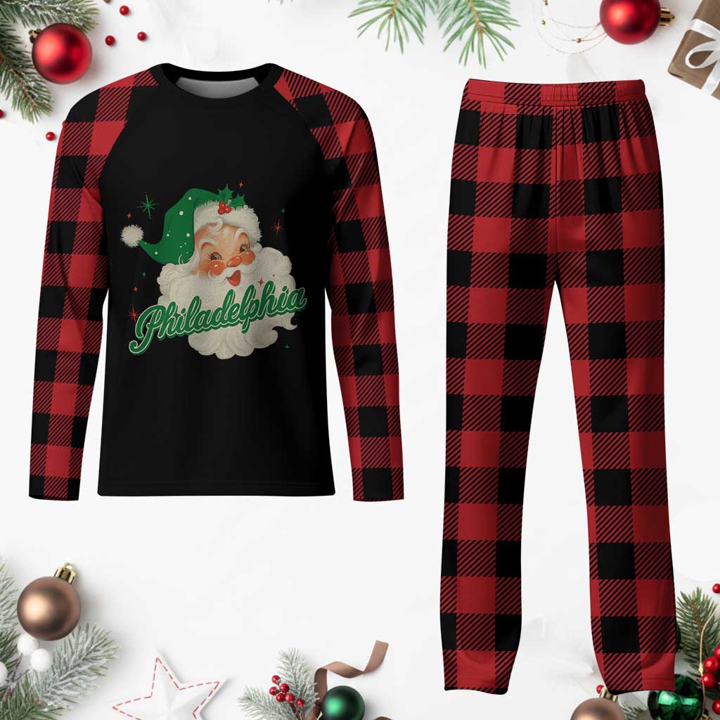 Christmas Philadelphia Football Plaid Pajama Set Vintage Santa Philly Lovers TS10 Buffalo Plaid Print Your Wear