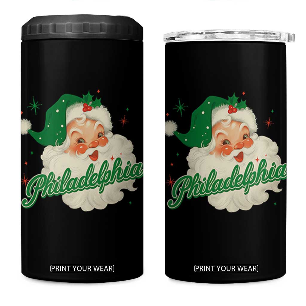 Christmas Philadelphia Football 4 in 1 Can Cooler Tumbler Vintage Santa Philly Lovers TS10 One Size: 16 oz Black Print Your Wear