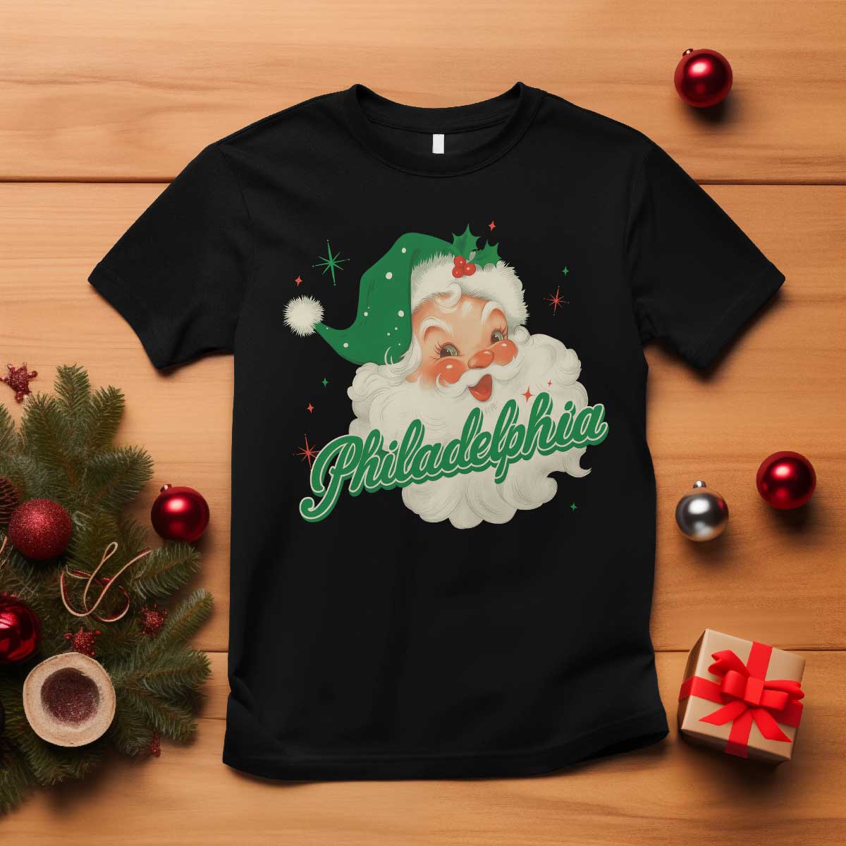 Christmas Philadelphia Football T Shirt Vintage Santa Philly Lovers TS10 Black Print Your Wear