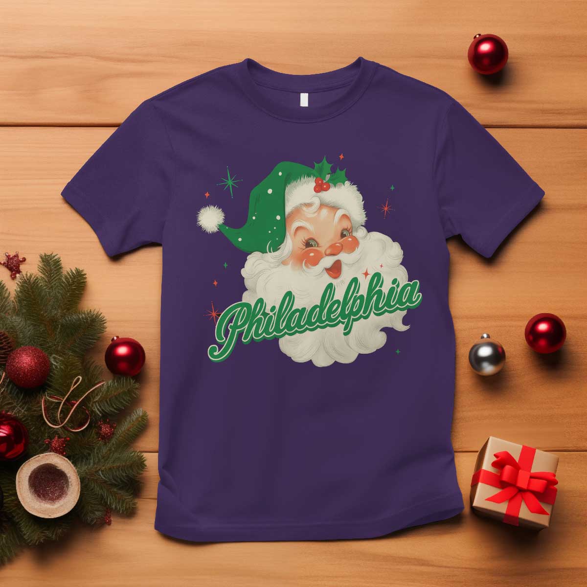Christmas Philadelphia Football T Shirt Vintage Santa Philly Lovers TS10 Purple Print Your Wear