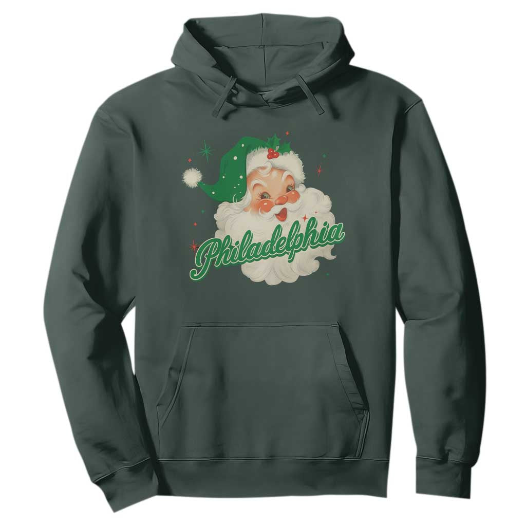 Christmas Philadelphia Football Hoodie Vintage Santa Philly Lovers TS10 Dark Forest Green Print Your Wear