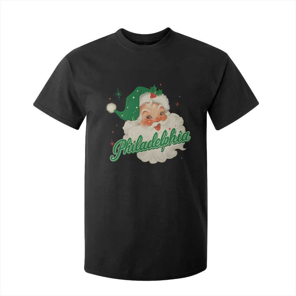 Christmas Philadelphia Football T Shirt For Kid Vintage Santa Philly Lovers TS10 Black Print Your Wear