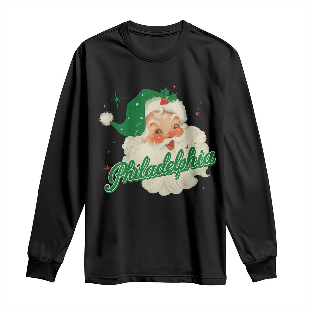Christmas Philadelphia Football Long Sleeve Shirt Vintage Santa Philly Lovers TS10 Black Print Your Wear