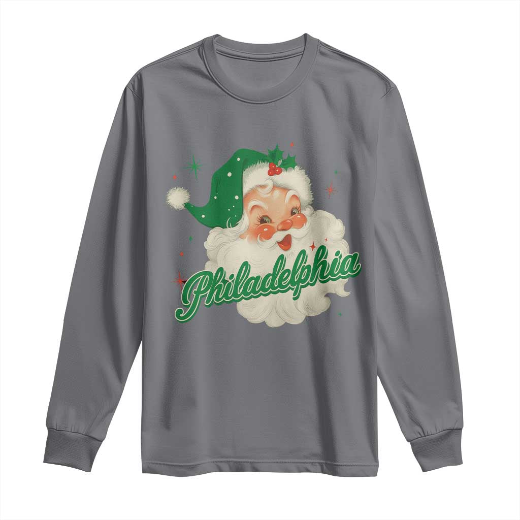 Christmas Philadelphia Football Long Sleeve Shirt Vintage Santa Philly Lovers TS10 Charcoal Print Your Wear