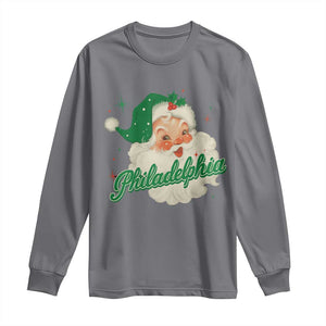 Christmas Philadelphia Football Long Sleeve Shirt Vintage Santa Philly Lovers TS10 Charcoal Print Your Wear