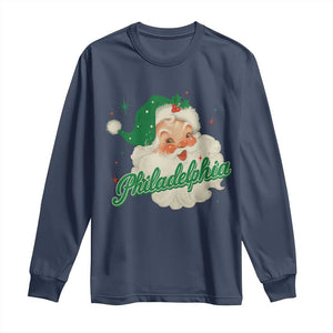 Christmas Philadelphia Football Long Sleeve Shirt Vintage Santa Philly Lovers TS10 Navy Print Your Wear