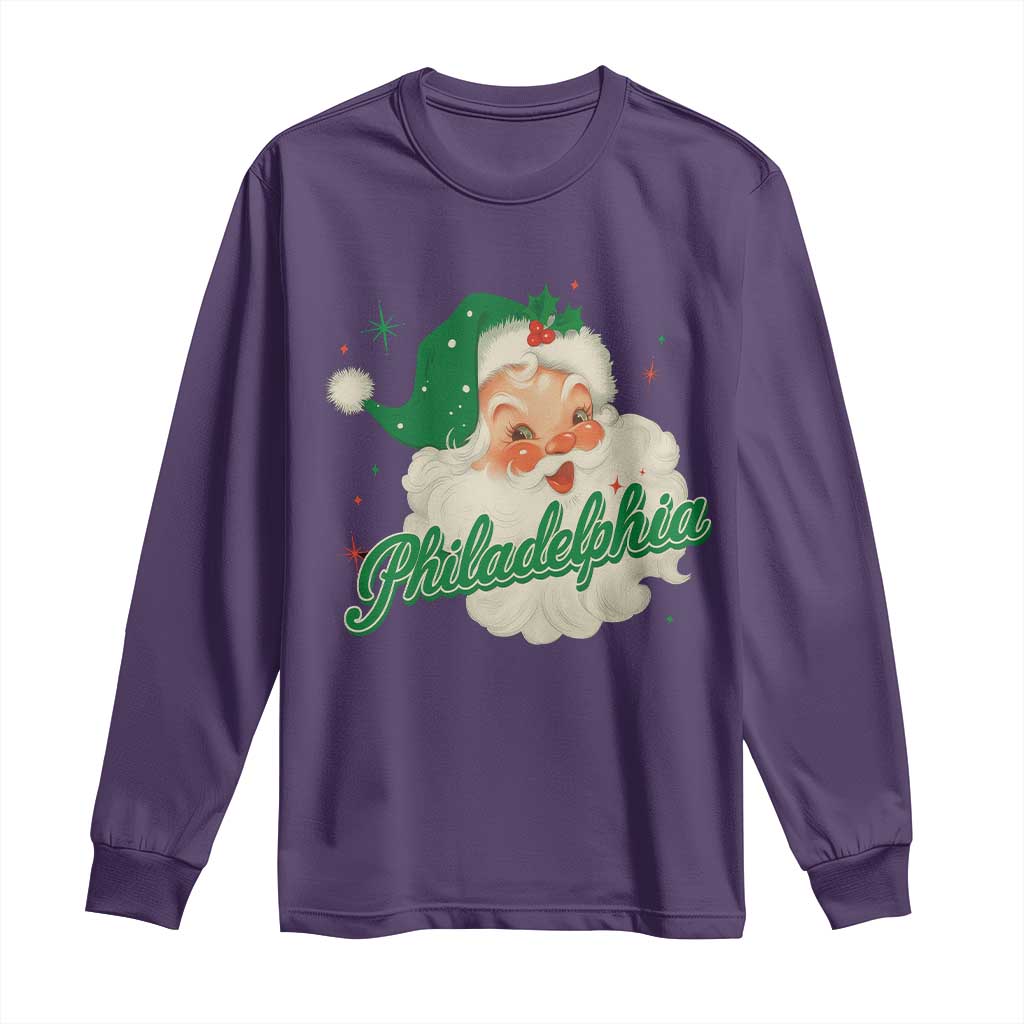 Christmas Philadelphia Football Long Sleeve Shirt Vintage Santa Philly Lovers TS10 Purple Print Your Wear