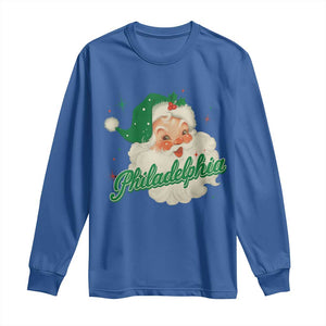 Christmas Philadelphia Football Long Sleeve Shirt Vintage Santa Philly Lovers TS10 Royal Blue Print Your Wear