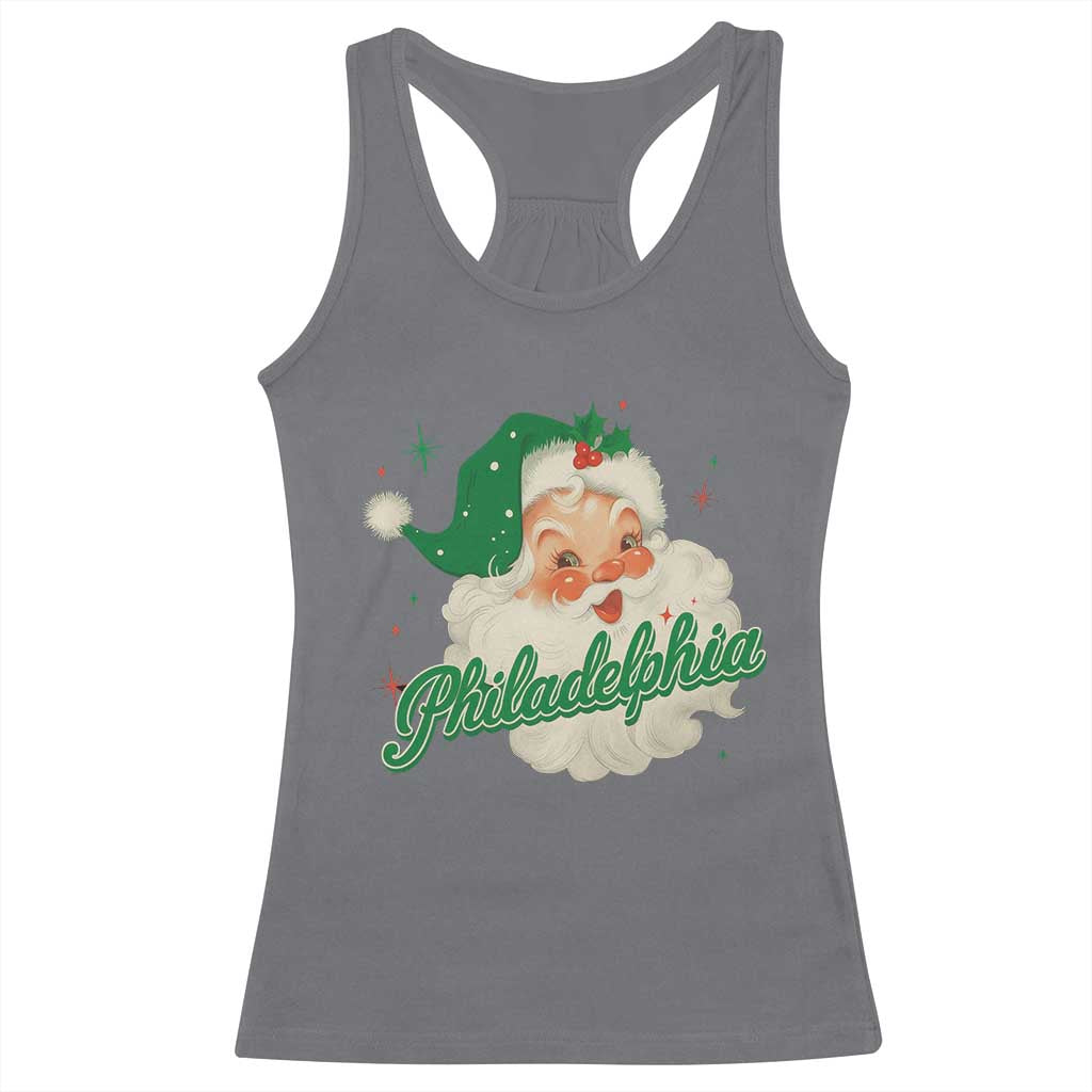 Christmas Philadelphia Football Racerback Tank Top Vintage Santa Philly Lovers TS10 Charcoal Print Your Wear