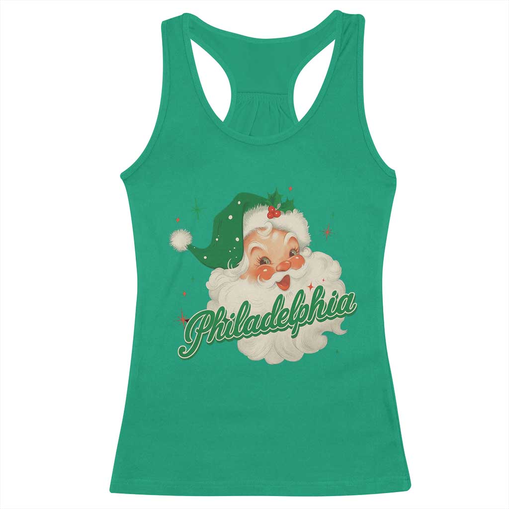 Christmas Philadelphia Football Racerback Tank Top Vintage Santa Philly Lovers TS10 Irish Green Print Your Wear