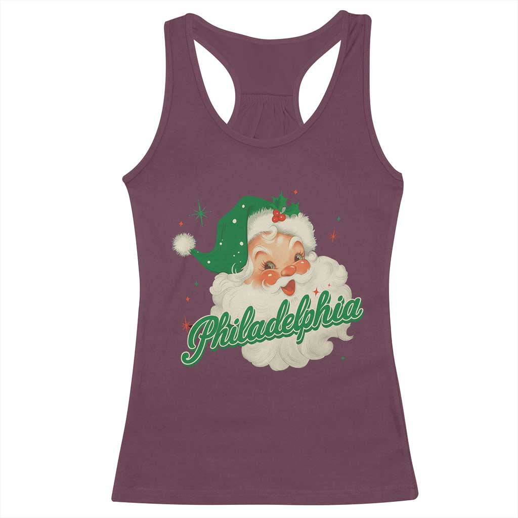 Christmas Philadelphia Football Racerback Tank Top Vintage Santa Philly Lovers TS10 Maroon Print Your Wear