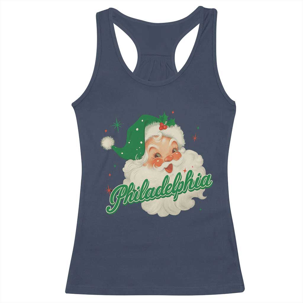 Christmas Philadelphia Football Racerback Tank Top Vintage Santa Philly Lovers TS10 Navy Print Your Wear