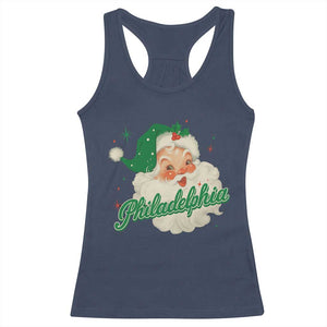 Christmas Philadelphia Football Racerback Tank Top Vintage Santa Philly Lovers TS10 Navy Print Your Wear