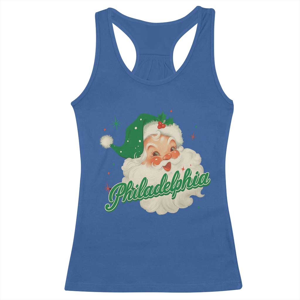 Christmas Philadelphia Football Racerback Tank Top Vintage Santa Philly Lovers TS10 Royal Blue Print Your Wear