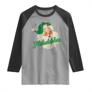 Christmas Philly Lover Raglan Shirt Vintage Santa EF Football Fan TS10 Sport Gray Black Print Your Wear