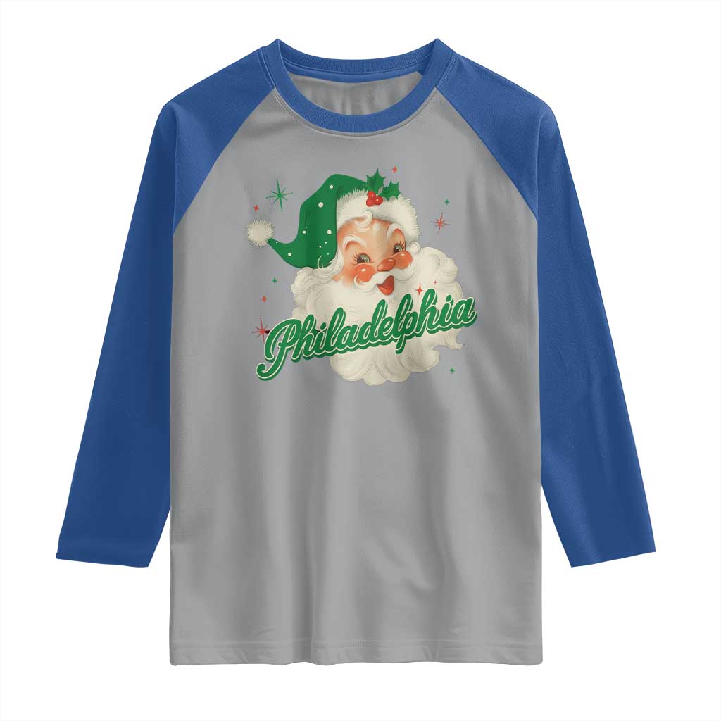 Christmas Philly Lover Raglan Shirt Vintage Santa EF Football Fan TS10 Sport Gray Royal Print Your Wear