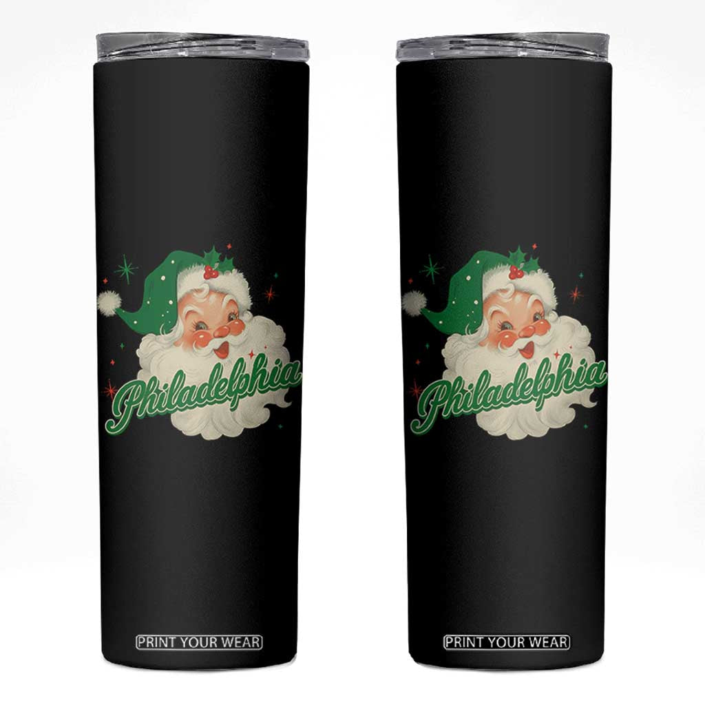 Christmas Philly Lover Skinny Tumbler Vintage Santa EF Football Fan TS10 Black Print Your Wear