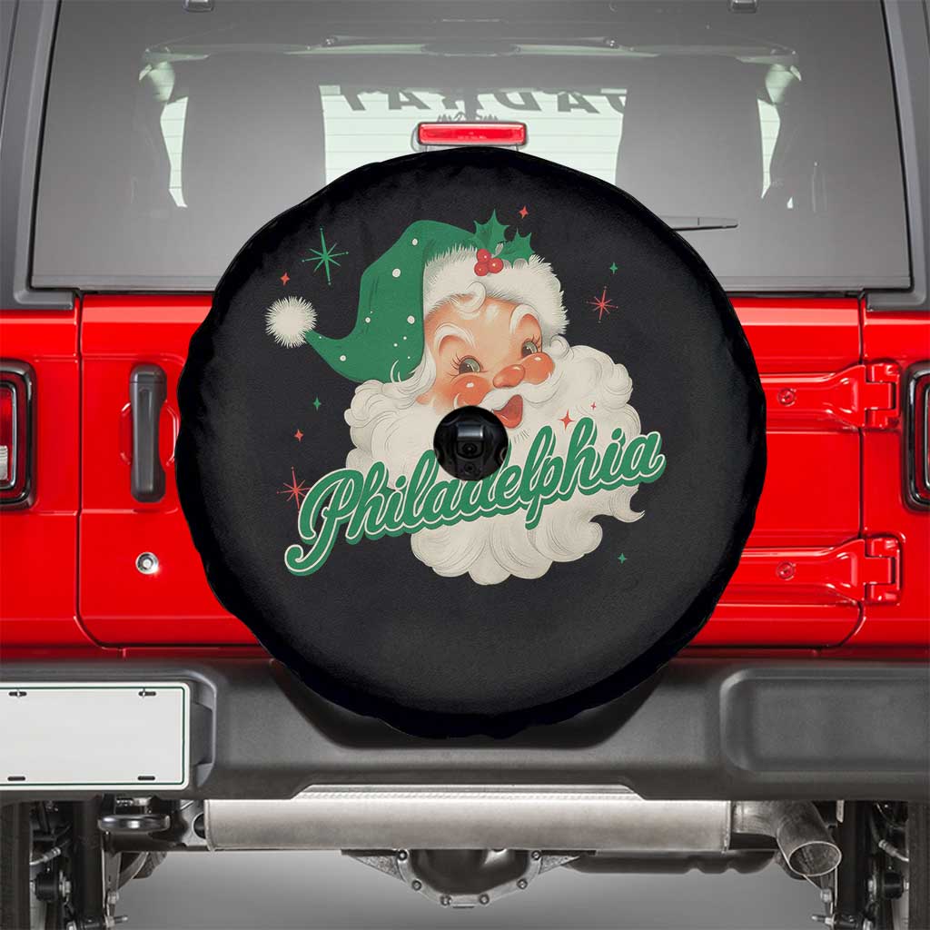 Christmas Philly Lover Spare Tire Cover Vintage Santa EF Football Fan TS10 Black Print Your Wear