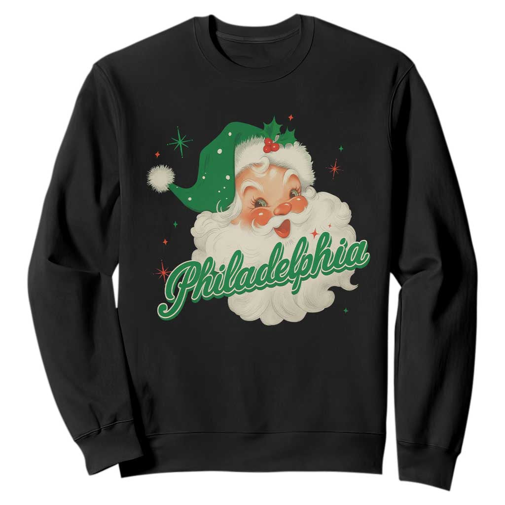 Christmas Philadelphia Football Sweatshirt Vintage Santa Philly Lovers TS10 Black Print Your Wear