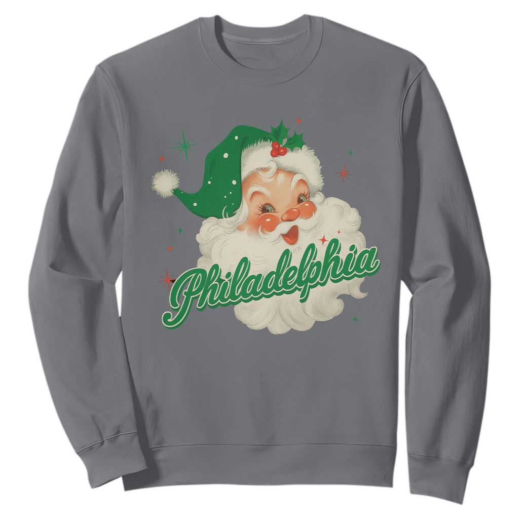 Christmas Philadelphia Football Sweatshirt Vintage Santa Philly Lovers TS10 Charcoal Print Your Wear