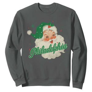 Christmas Philly Lover Sweatshirt Vintage Santa EF Football Fan TS10 Dark Heather Print Your Wear