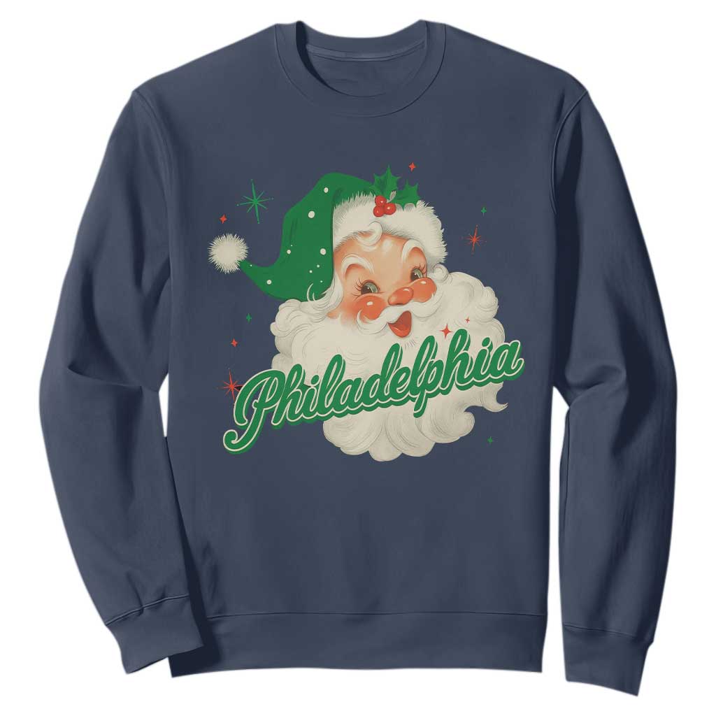 Christmas Philadelphia Football Sweatshirt Vintage Santa Philly Lovers TS10 Navy Print Your Wear