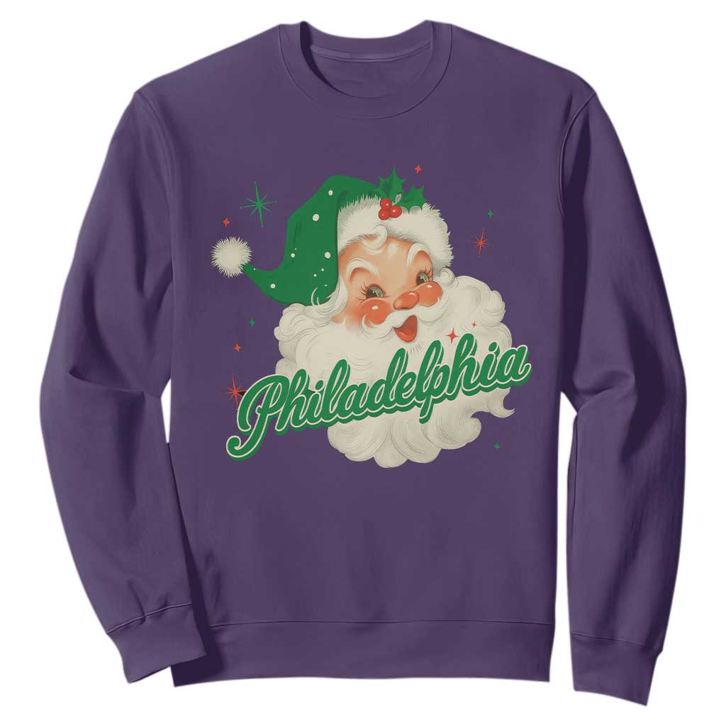Christmas Philadelphia Football Sweatshirt Vintage Santa Philly Lovers TS10 Purple Print Your Wear