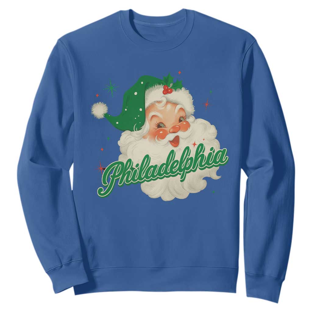 Christmas Philadelphia Football Sweatshirt Vintage Santa Philly Lovers TS10 Royal Blue Print Your Wear