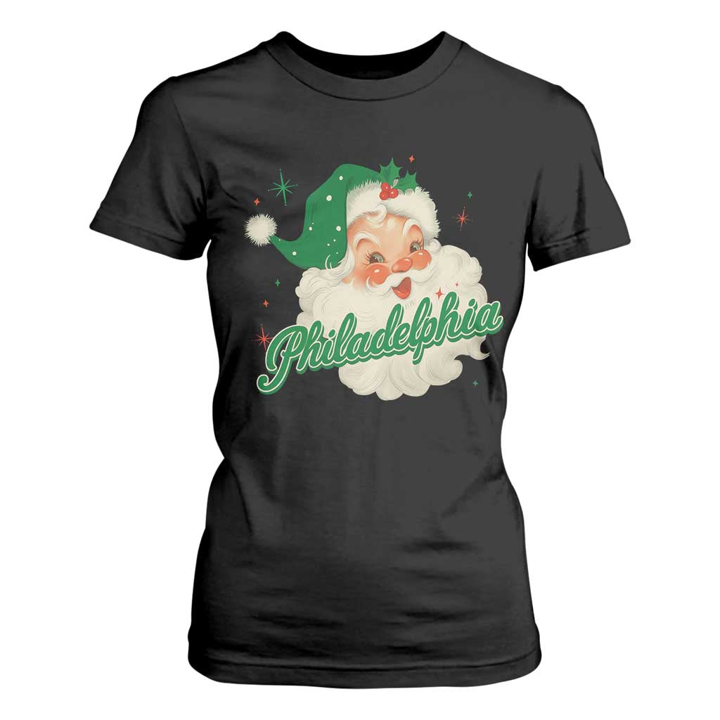 Christmas Philadelphia Football T Shirt For Women Vintage Santa Philly Lovers TS10 Black Print Your Wear