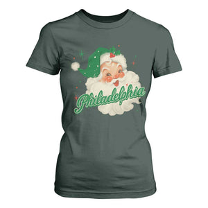 Christmas Philly Lover T Shirt For Women Vintage Santa EF Football Fan TS10 Dark Forest Green Print Your Wear