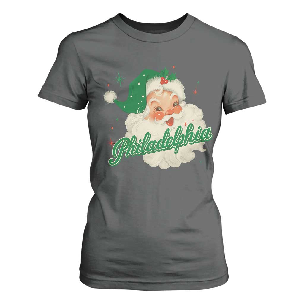 Christmas Philadelphia Football T Shirt For Women Vintage Santa Philly Lovers TS10 Dark Heather Print Your Wear