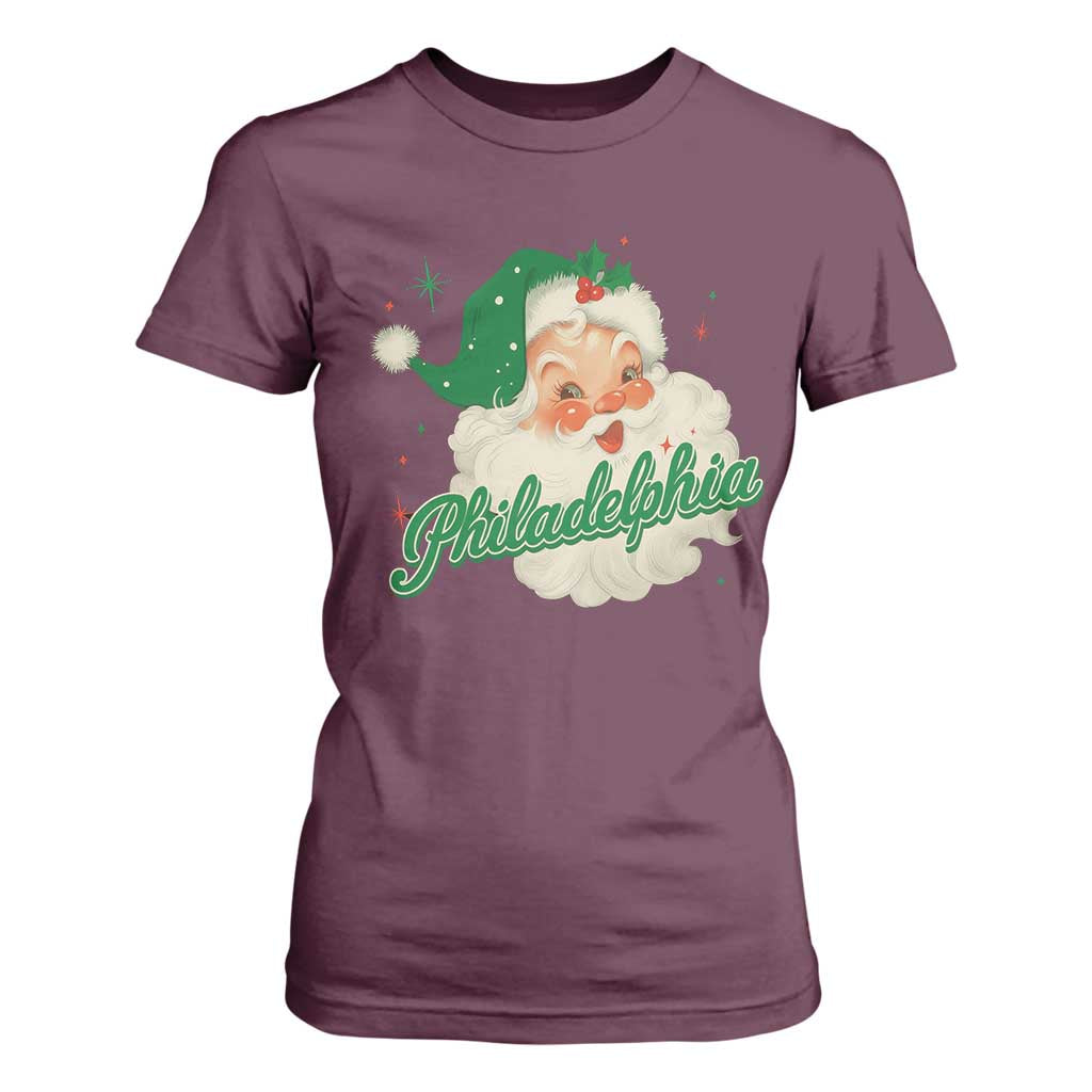 Christmas Philly Lover T Shirt For Women Vintage Santa EF Football Fan TS10 Maroon Print Your Wear