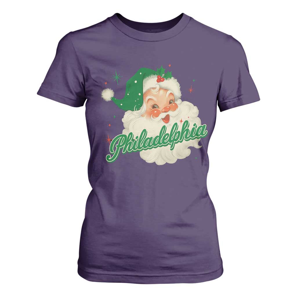 Christmas Philadelphia Football T Shirt For Women Vintage Santa Philly Lovers TS10 Purple Print Your Wear