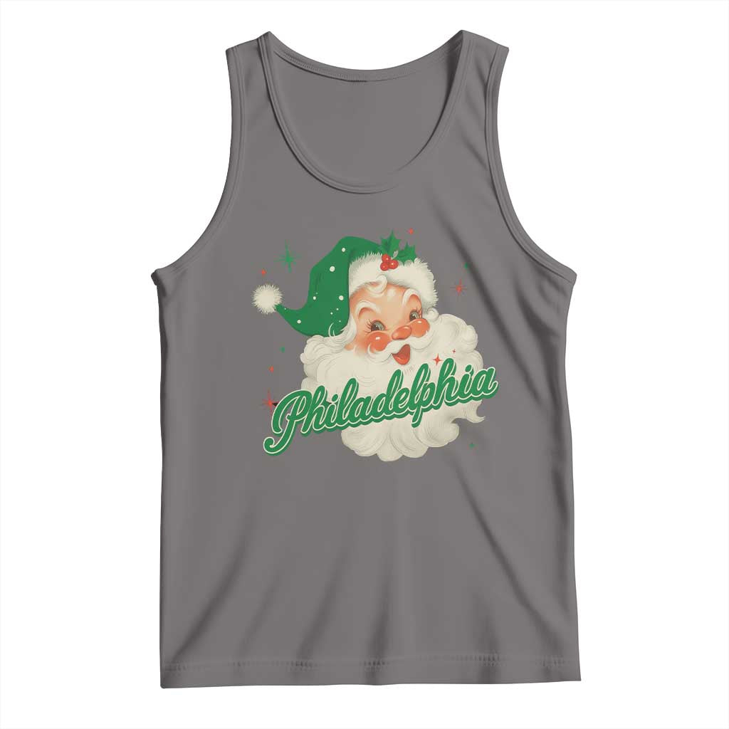 Christmas Philadelphia Football Tank Top Vintage Santa Philly Lovers TS10 Deep Heather Print Your Wear