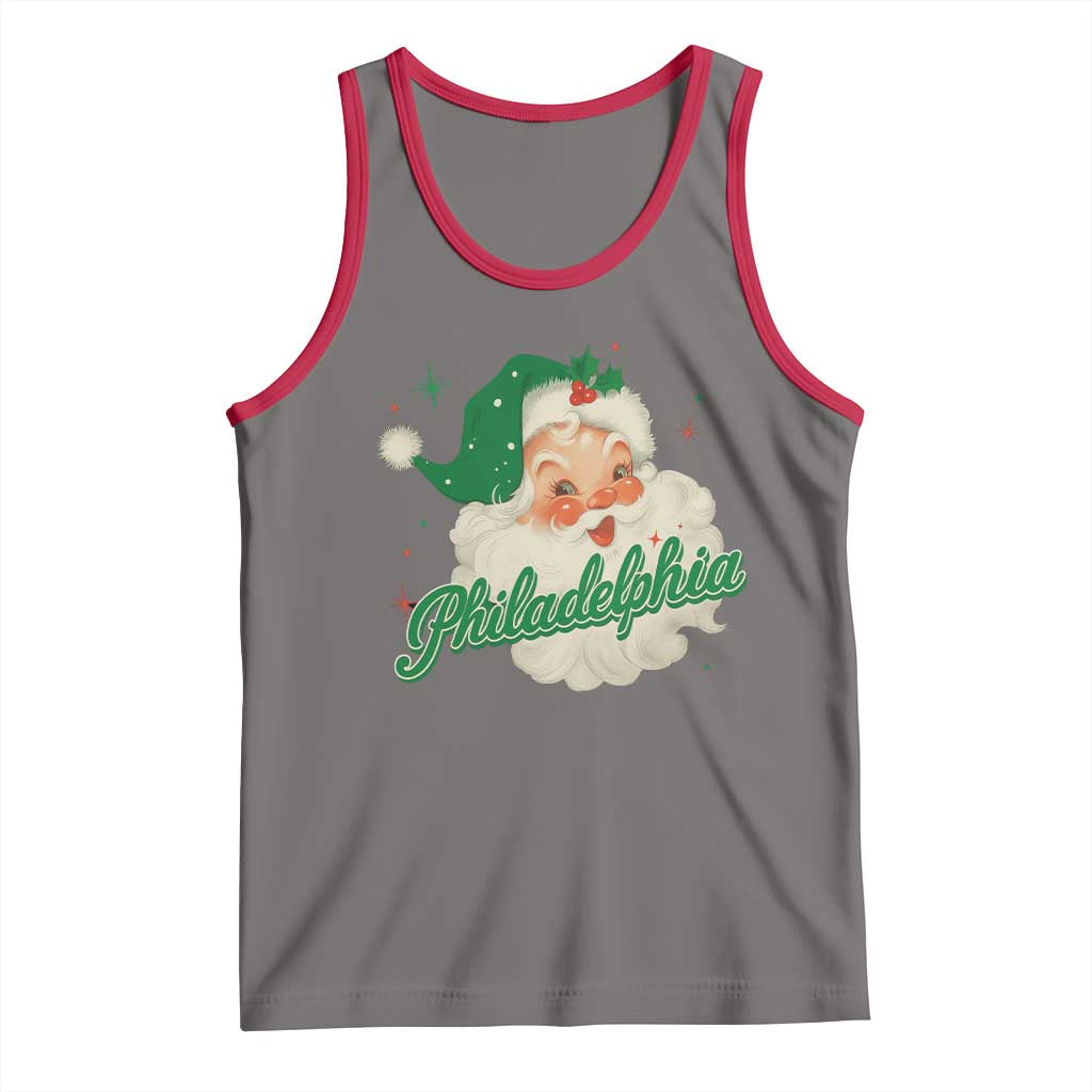 Christmas Philadelphia Football Tank Top Vintage Santa Philly Lovers TS10 Deep Heather Red Print Your Wear