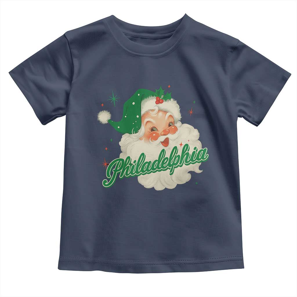 Christmas Philadelphia Football Toddler T Shirt Vintage Santa Philly Lovers TS10 Navy Print Your Wear