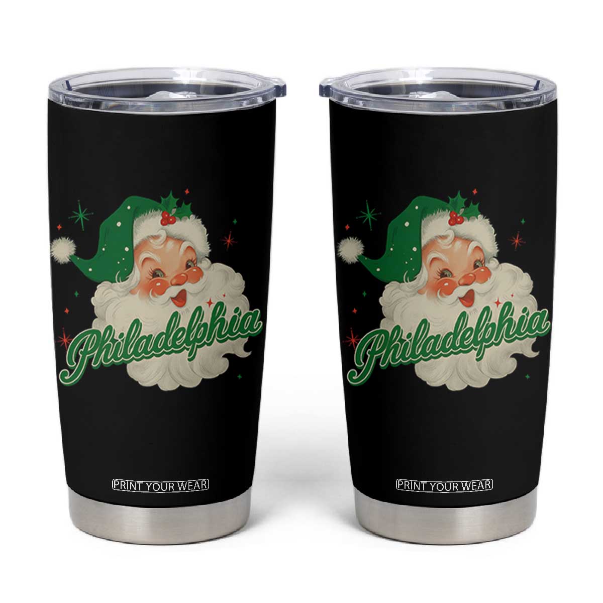 Christmas Philadelphia Football Tumbler Cup Vintage Santa Philly Lovers TS10 Black Print Your Wear