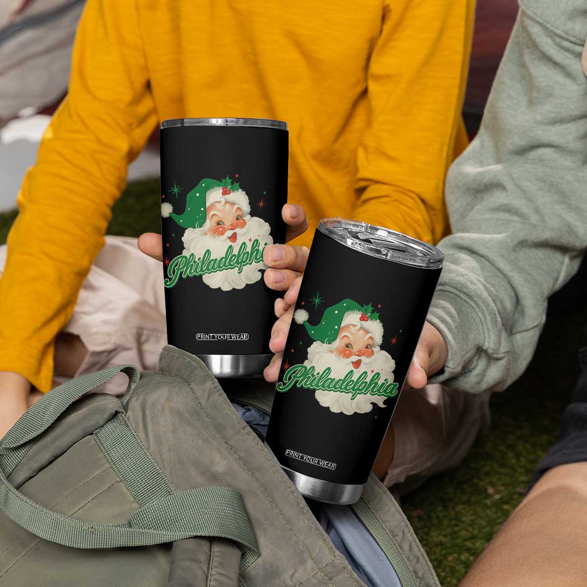 Christmas Philadelphia Football Tumbler Cup Vintage Santa Philly Lovers TS10 Print Your Wear