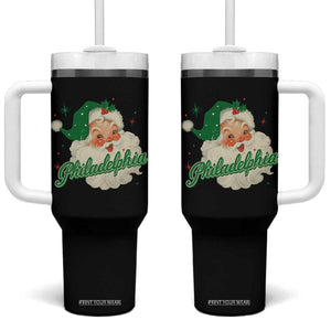 Christmas Philly Lover Tumbler With Handle Vintage Santa EF Football Fan TS10 One Size: 40 oz Black Print Your Wear