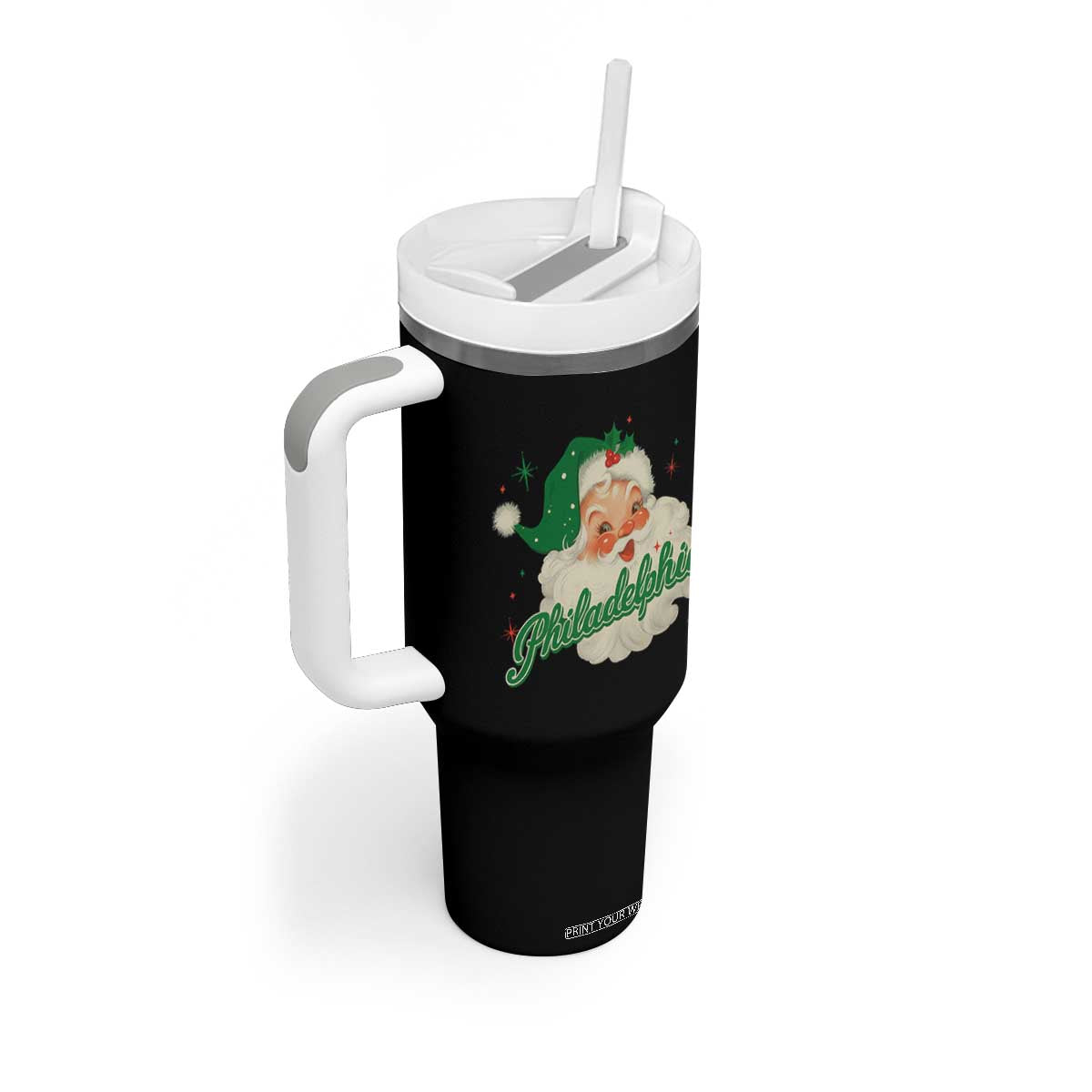 Christmas Philly Lover Tumbler With Handle Vintage Santa EF Football Fan TS10 Print Your Wear