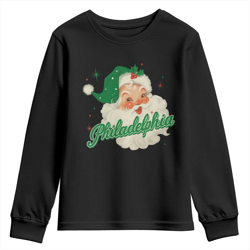 Christmas Philadelphia Football Youth Sweatshirt Vintage Santa Philly Lovers TS10 Black Print Your Wear
