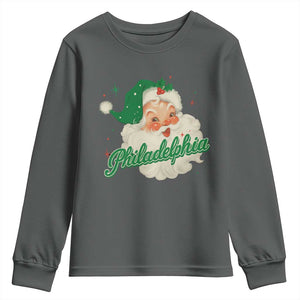 Christmas Philadelphia Football Youth Sweatshirt Vintage Santa Philly Lovers TS10 Dark Heather Print Your Wear