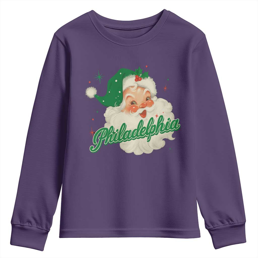 Christmas Philly Lover Youth Sweatshirt Vintage Santa EF Football Fan TS10 Purple Print Your Wear