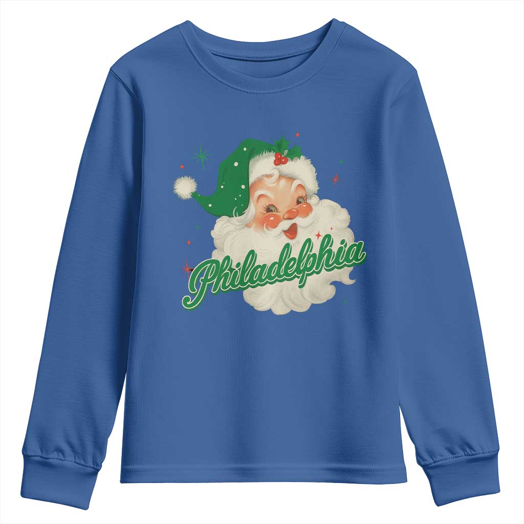 Christmas Philly Lover Youth Sweatshirt Vintage Santa EF Football Fan TS10 Royal Blue Print Your Wear